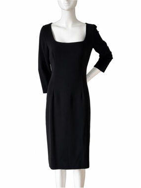 MaxMara Studio Black Square Neck Midi Dress